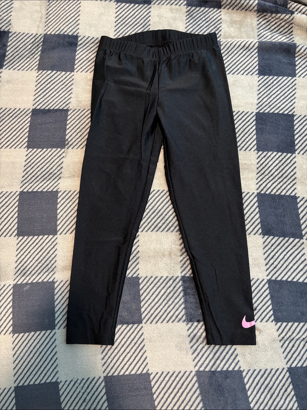 Nike Kids Black Active Leggings with Pink Swoosh
